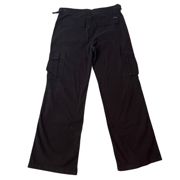 Sanctuary Black Wide Leg Cargo Pants L NWT Cotton Blend Utility Street Style - Picture 4 of 7